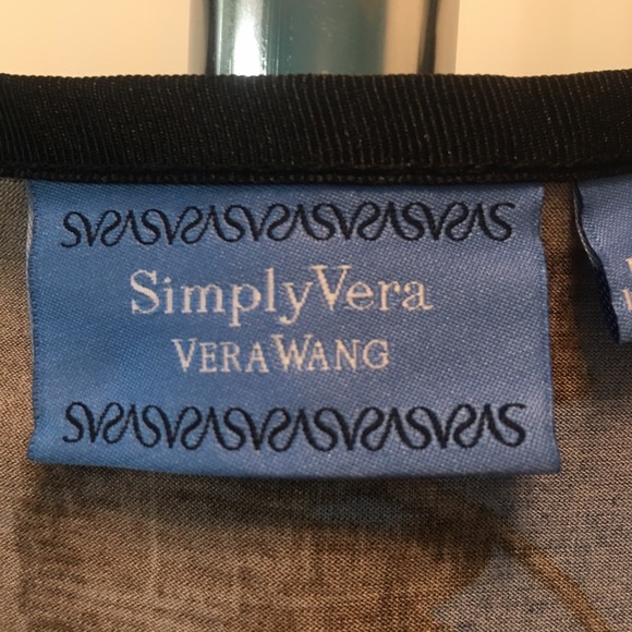 Vera Wang sleeveless blouse blue brown flowers Size M - Picture 3 of 7